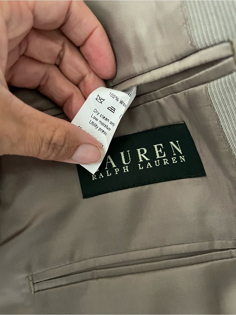 Mens Lauren Ralph Lauren Taupe Suit Jacket - Two-Button Blazer - Picture 3 of 5